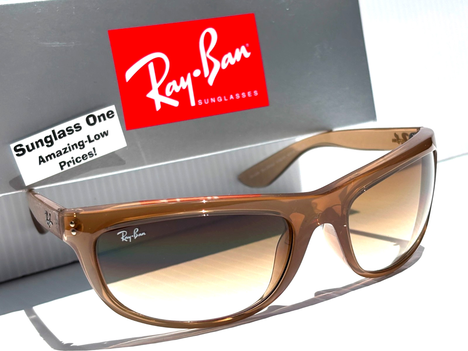 Ray Ban BALORAMA Opal Light Brown GRADIENT Brown Lens Sunglass RB 4089 6789/51