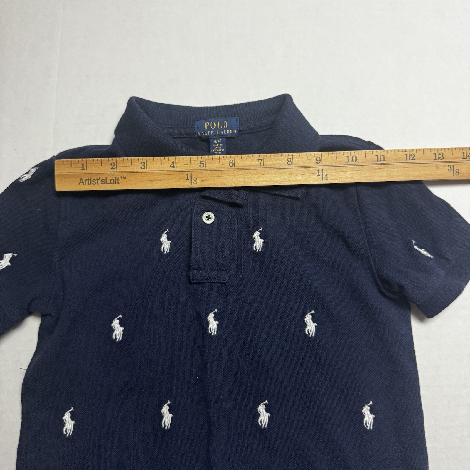 Polo Ralph Lauren Kids’ Embroidered Pony All Over Polo Shirt In Navy Size: 4/4T