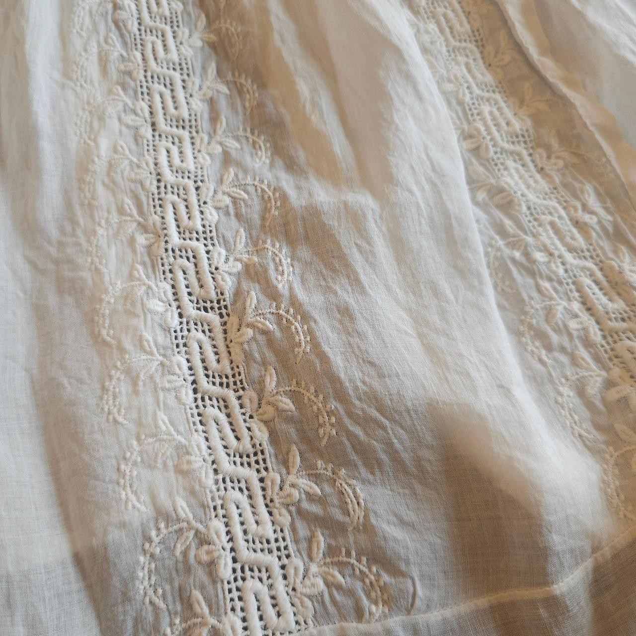 Antique Embroidered White Sleeveless Blouse Mock Neck As Is Top Shirt Edwardian