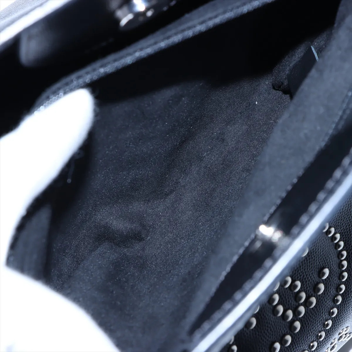 Chanel Deauville GM leather x studs 2 Way Tote Bag Black Silver Metal Fittings 2
