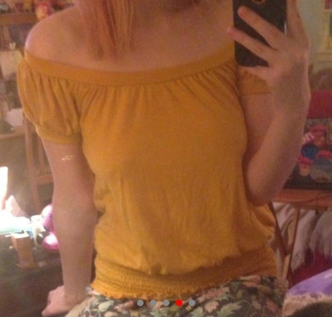 Yellow princess sleeve off shoulder top