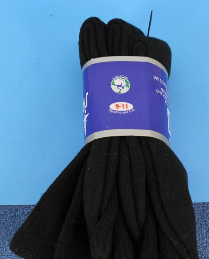 Diabetic Socks Dr Hero Black Size 9-11 shoe size 4-10 3 pair 90% Cotton RN96720