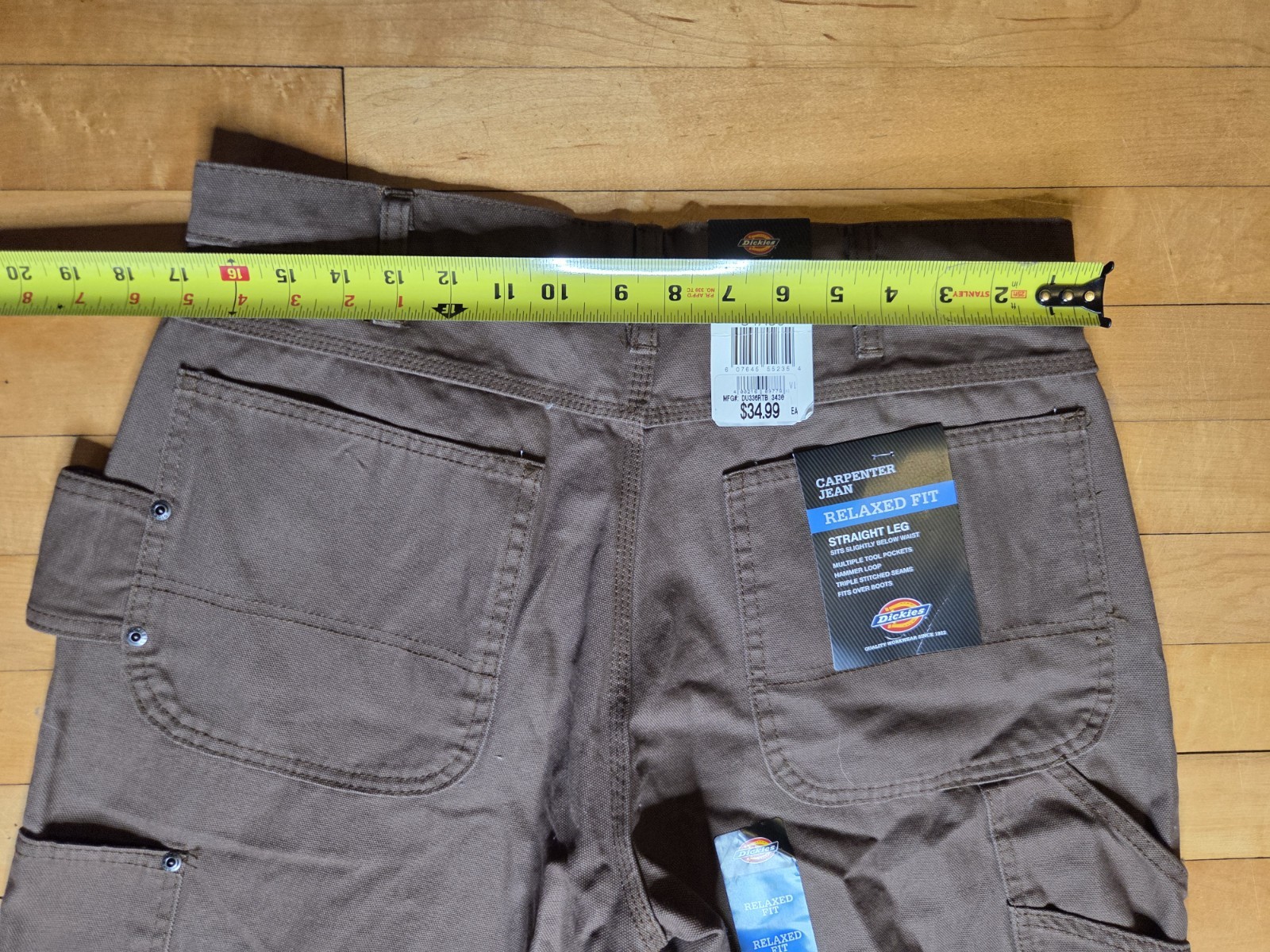 Dickies Brown Work Pants 34×30 Cotton Utility Pockets DU336RTB Brown