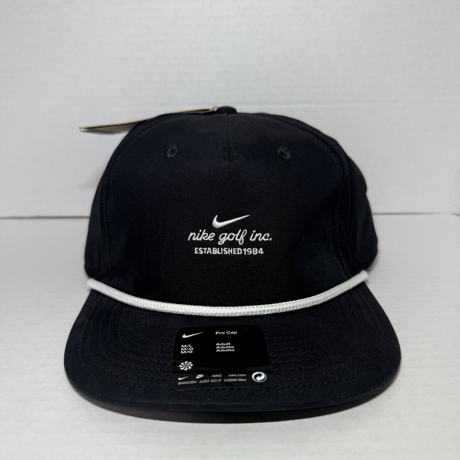 Nike Pro Golf Training M/L Unstructured Strapback Rope Hat #IB8543-010 Black Cap