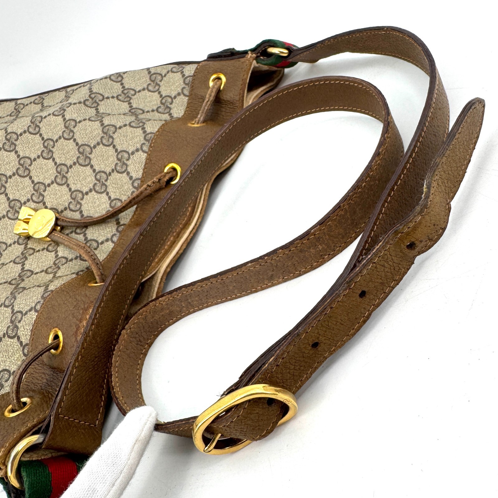 Vintage GUCCI Sherry Shoulder Bag Drawstring GG