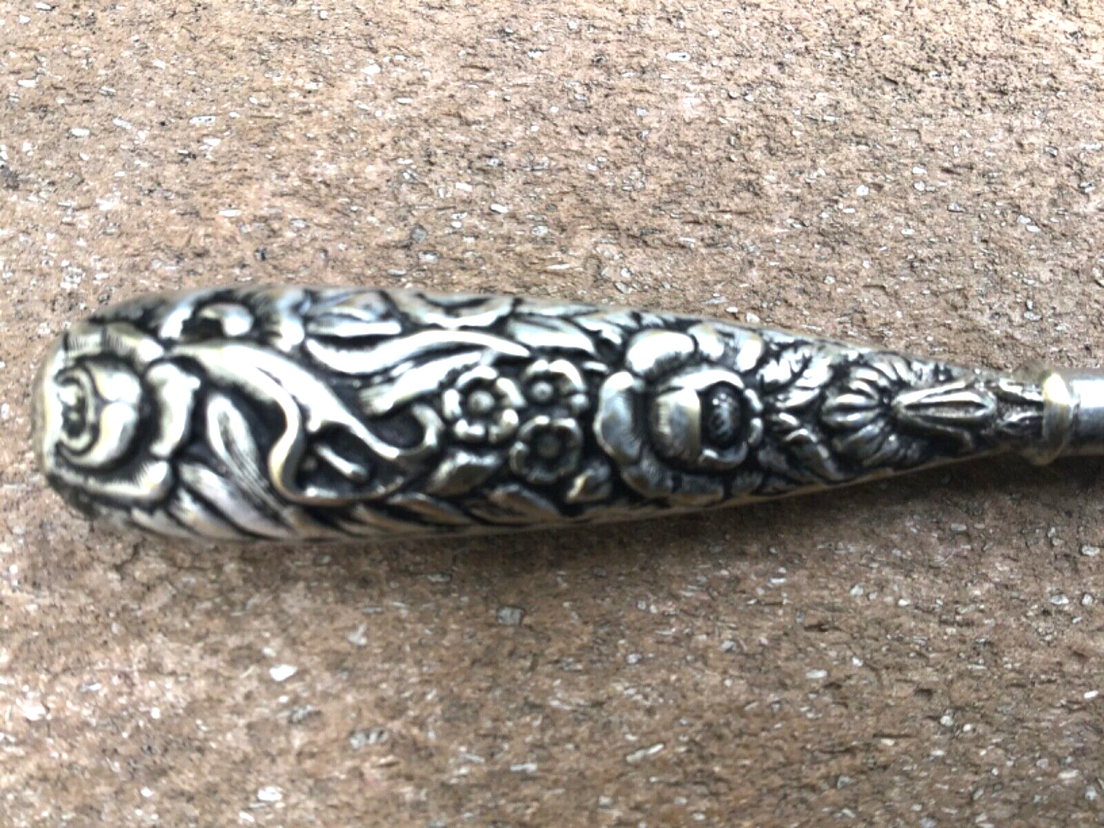Sterling Repousse Button Hook Victorian