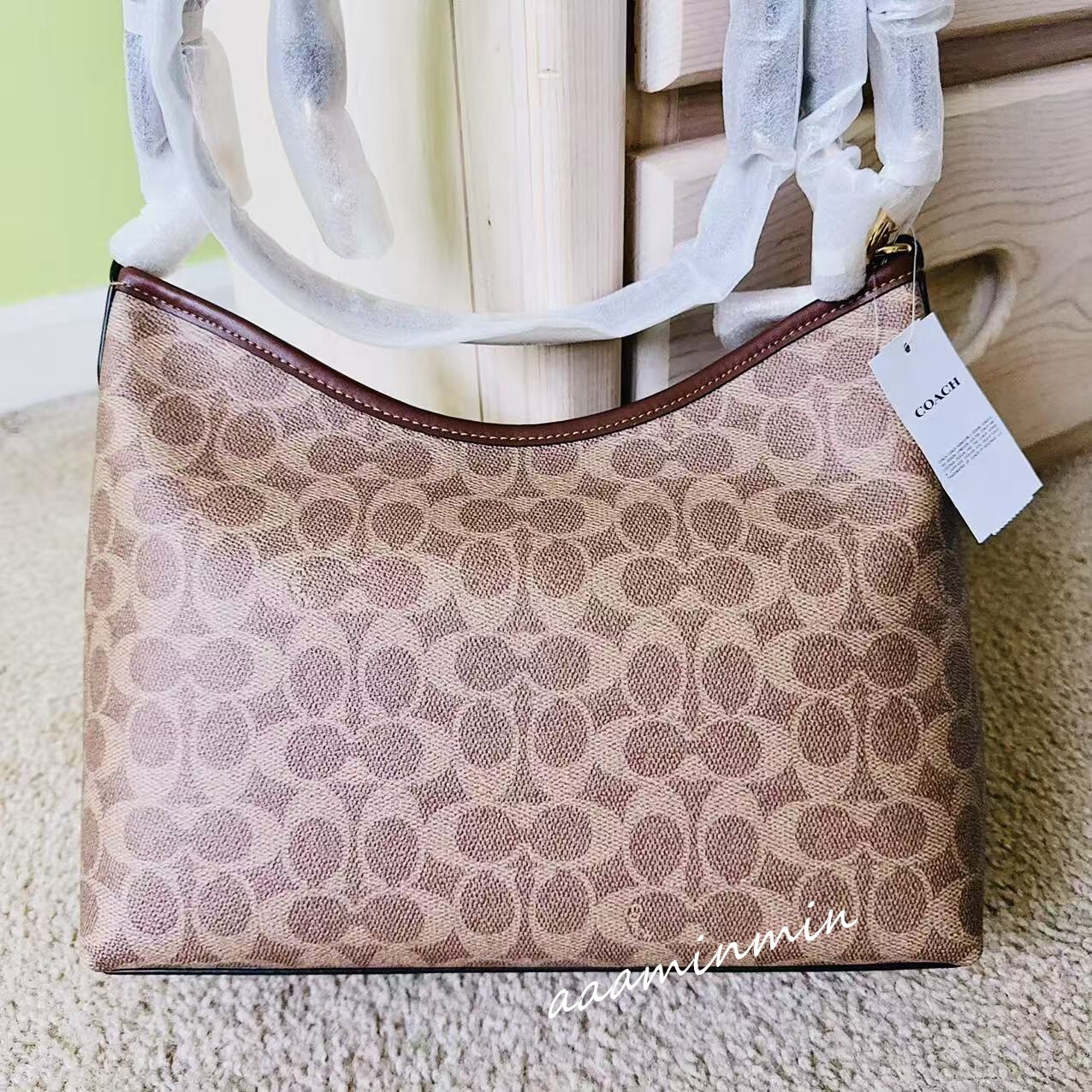 NWT Coach Laurel Shoulder Bag In Signature Canvas CV975 -Gold/Tan/Brown