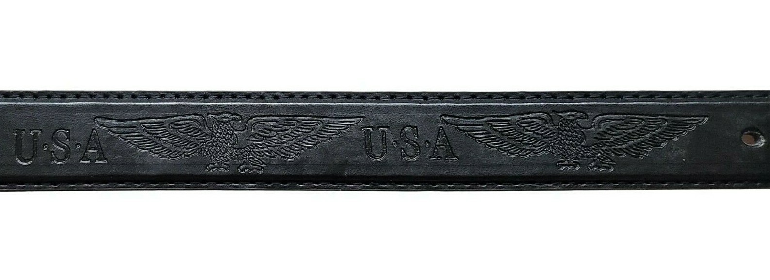 Mens Genuine Leather Casual U.S.A Bald Eagle Black Belt With Matte Finish Buckle