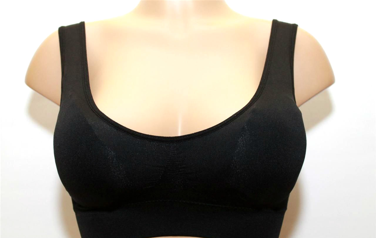 Womens Ladies Pull On Stretch Bra White Black Nude Size 32″ Bust to 54″