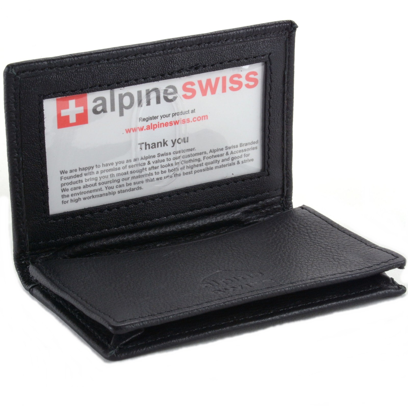 Alpine Swiss Expandable Business Card Case Genuine Leather Front Pocket Wallet