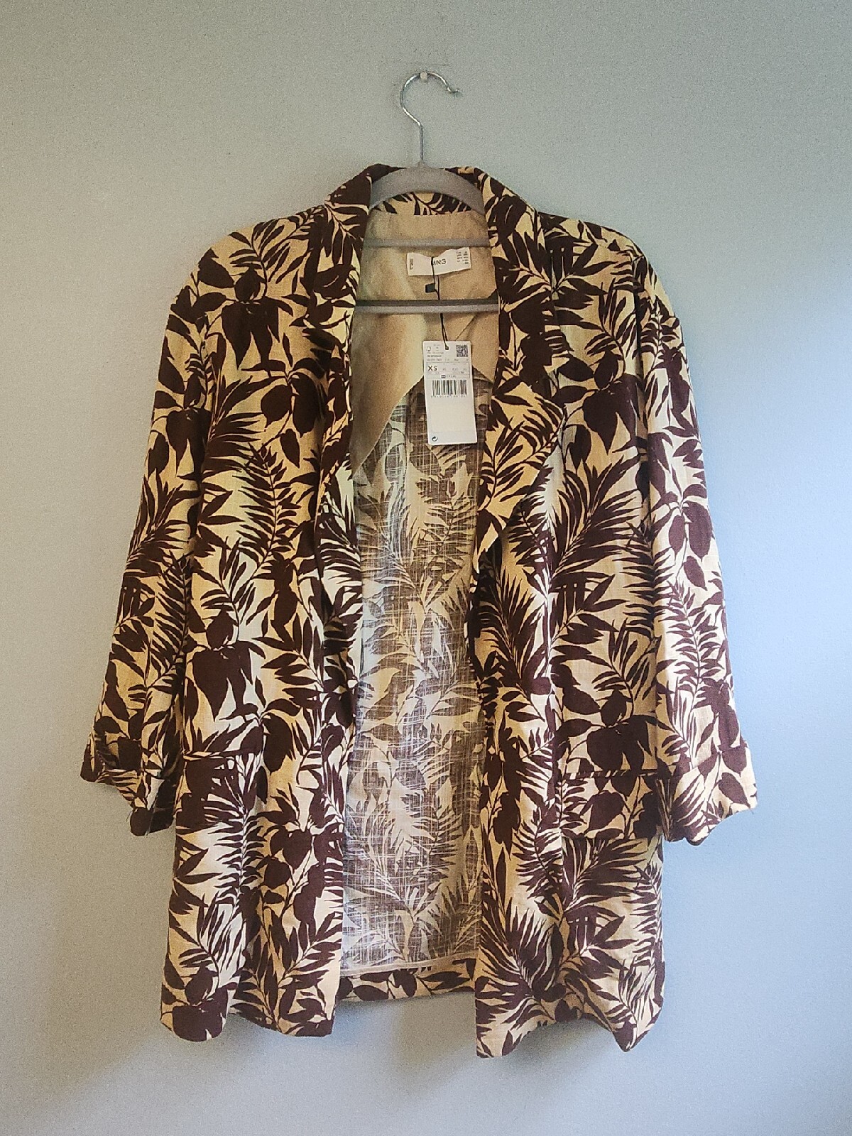 Mango Women’s Brown Tropical Print Blaze UK Size XS US XXS fits like 8