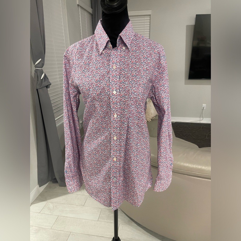 J. McLaughlin modern fit floral print shirt M