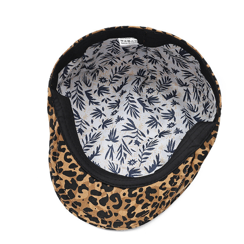 Women Classic Leopard Flat Cap Newsboy Gatsby Golf Duckbill Beret Ivy Cabbie Hat