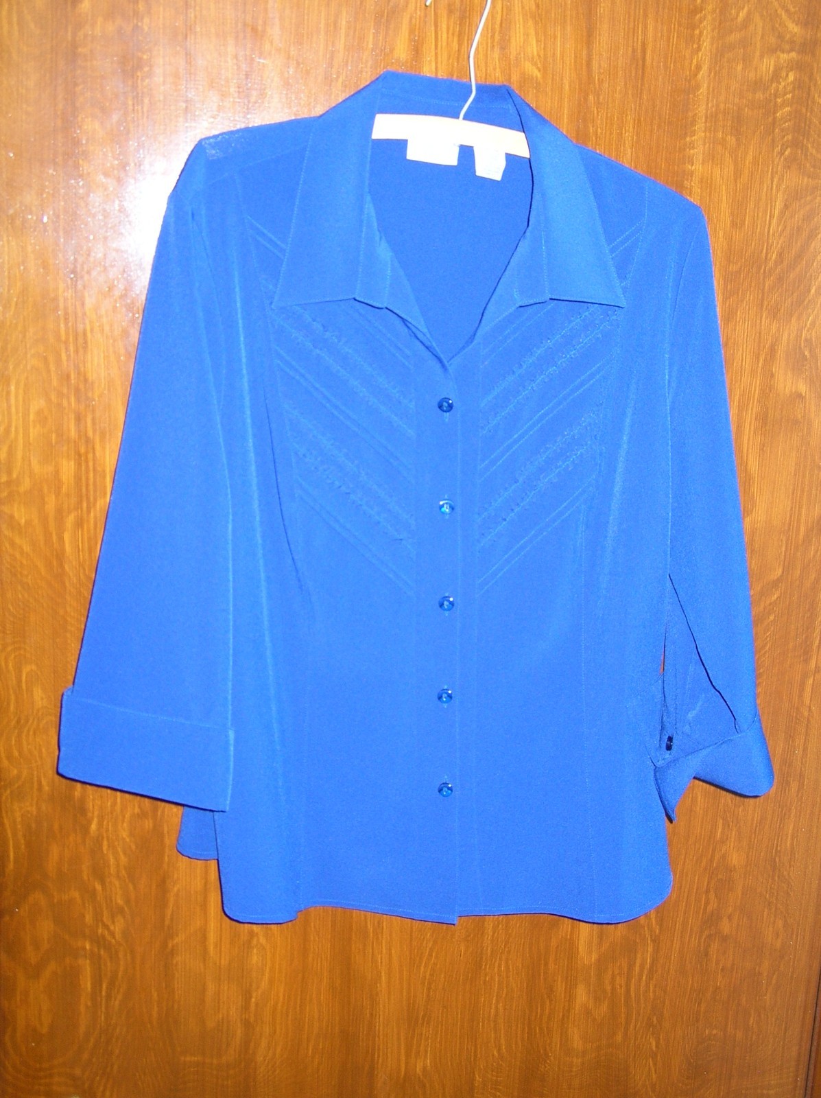 Covington Women’s Navy Shirt Top Blouse Size Large 94% Polyester Button J