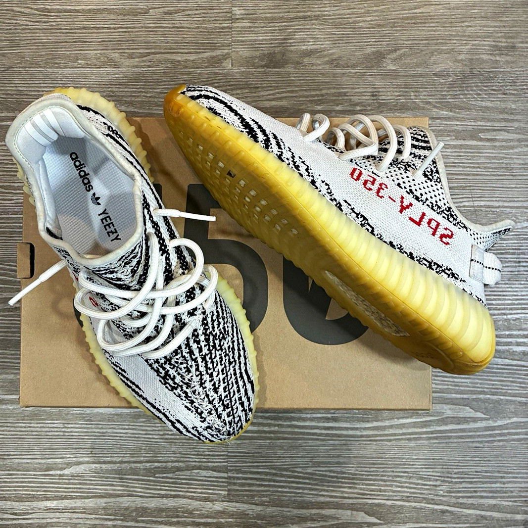 adidas Yeezy Boost 350 V2 Zebra White/Core Black CP9654 Mens 9.5