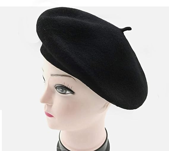 Gorro Vasco De Artista De Boina Francesa Para Mujeres Y Niñas, Color Negro NUEVO