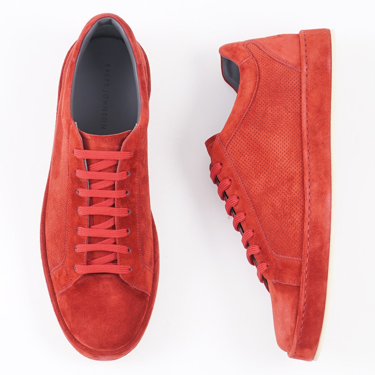 Brett Johnson Red Perforated ‘Cashmere Calf’ Suede Sneaker 9 (Eu 42) Shoes NIB