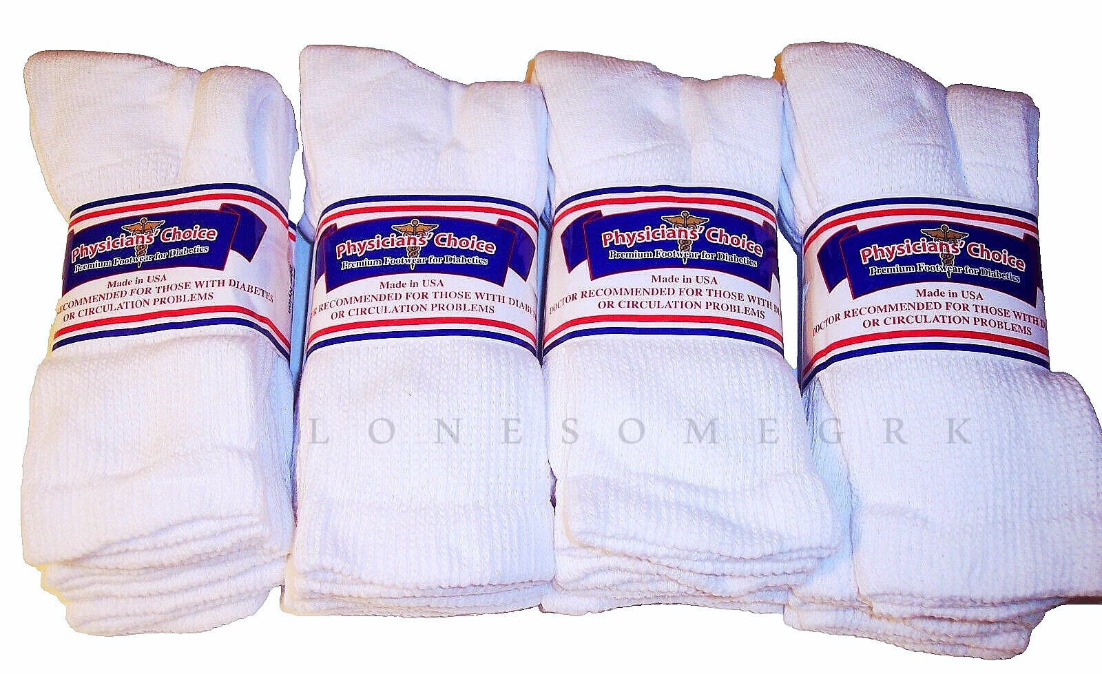 12 Pairs Mens Physicians Choice White VENTILATED Diabetic Cotton Crew Socks