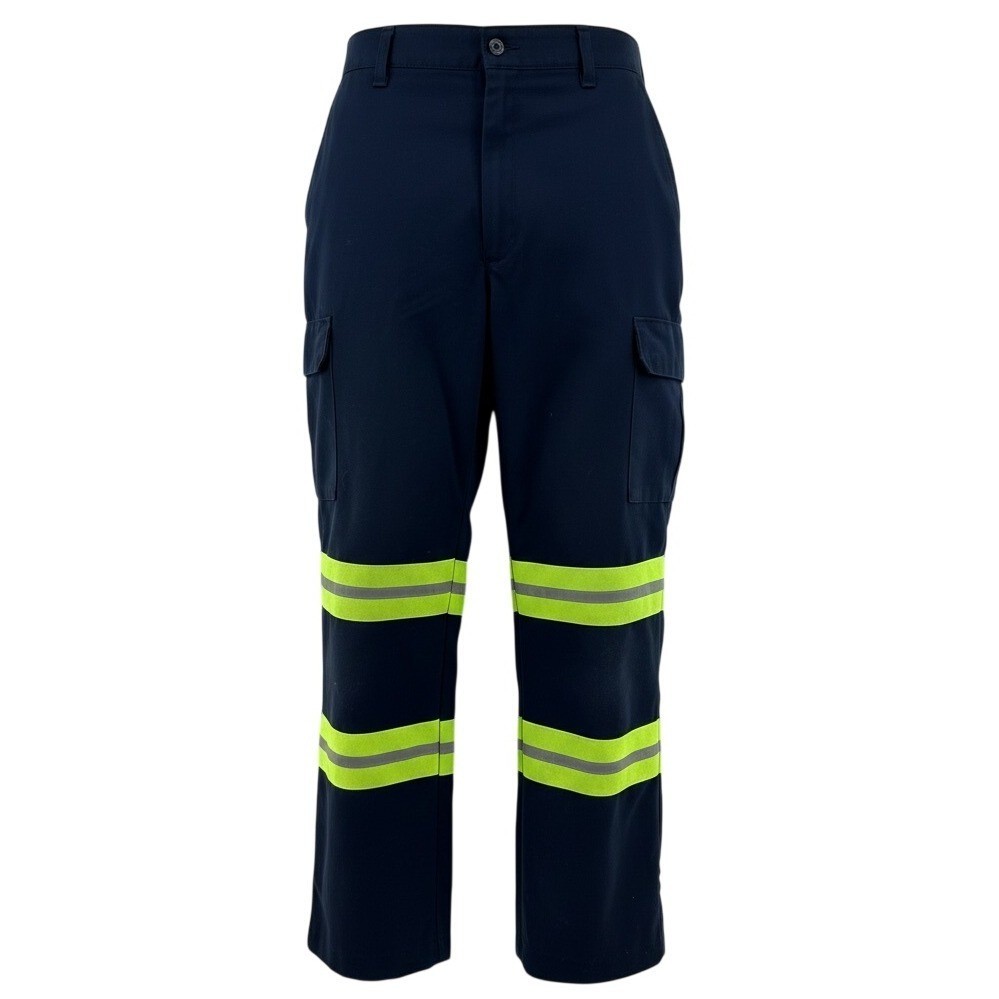 Hi-Vis Red Kap Cargo Pants Mens 40 Navy Blue Poly Cotton Reflective Work PT88EN2