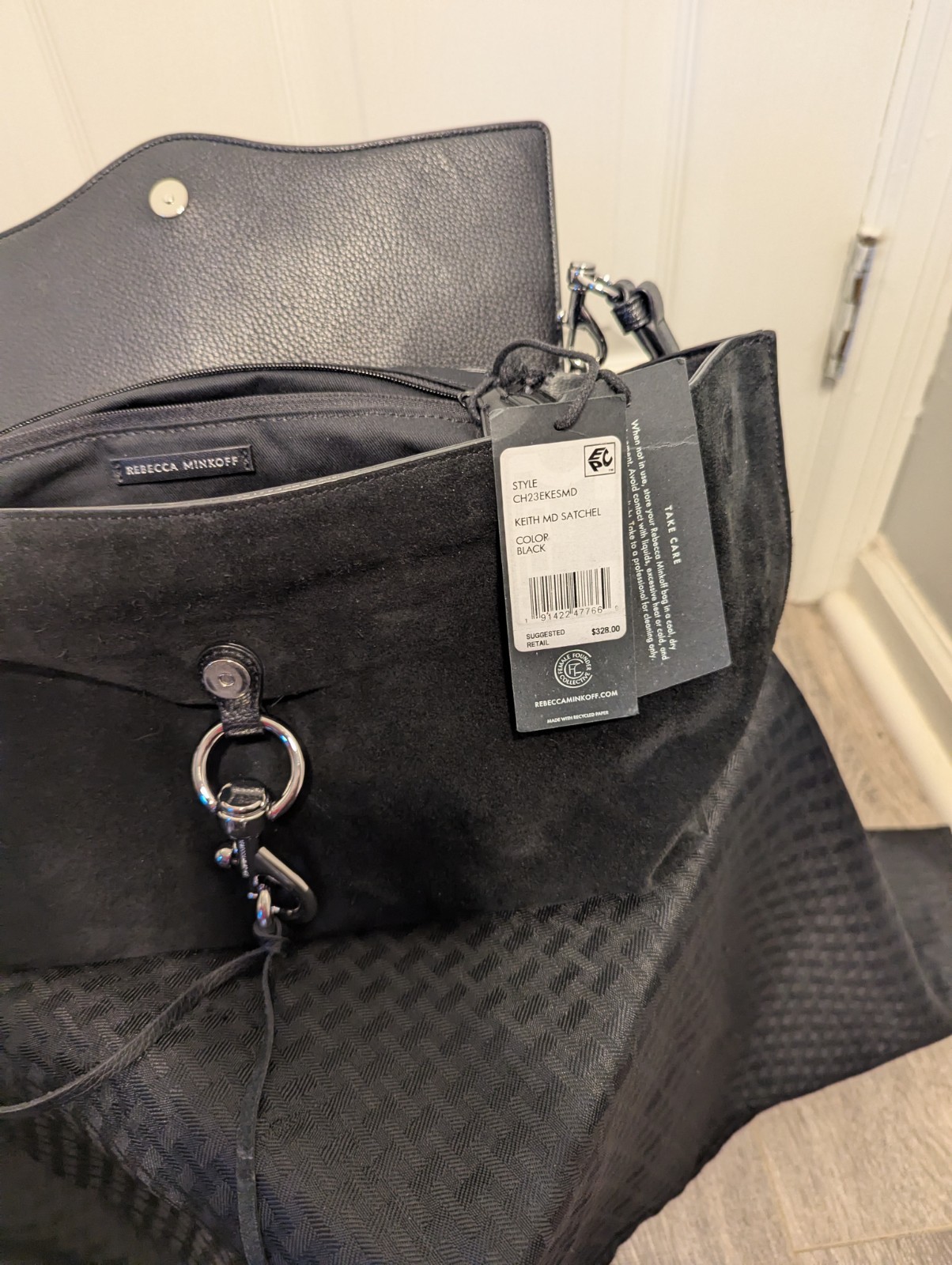 Rebecca Minkoff Black Medium Satchel Top Handle w/ Detachable Strap Silver