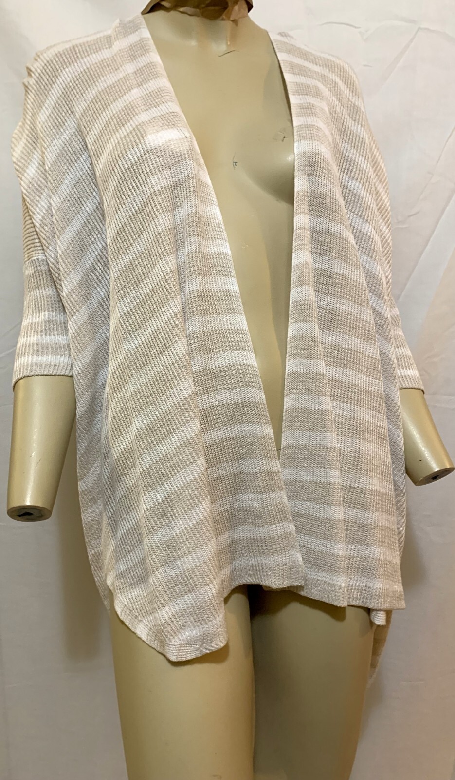 Eileen Fisher Natural Striped Organic Linen Oversized Cardigan XXS/XS, S/M, L/XL