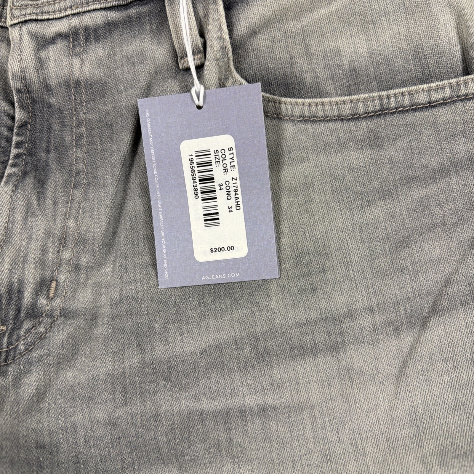 AG Jeans Everett Slim Straight 34 x 34 Conquest Cotton Polyester NWT MSRP $200