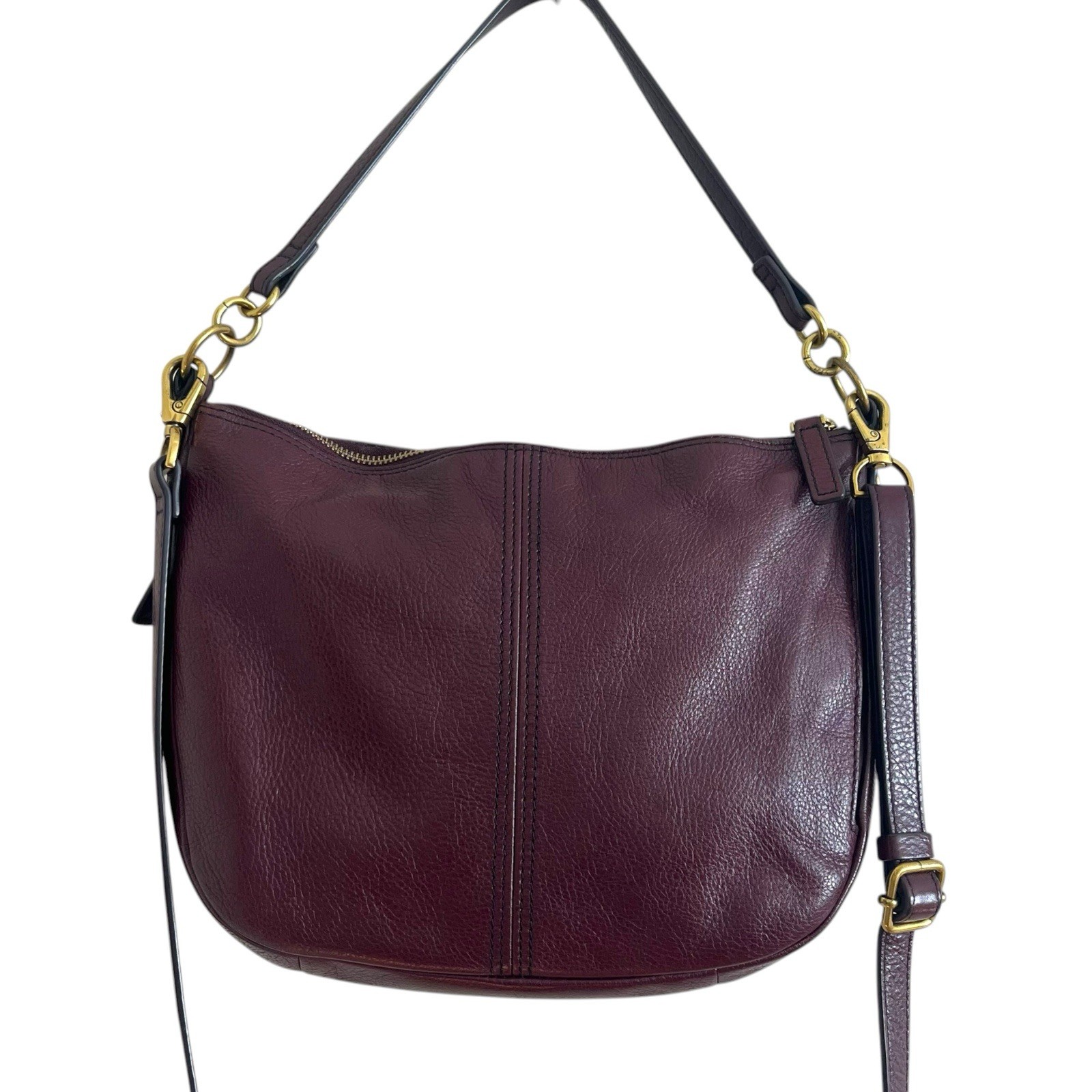 Fossil Jolie Leather Hobo Bag Burgundy Oxblood Crossbody Classic Preppy Purse