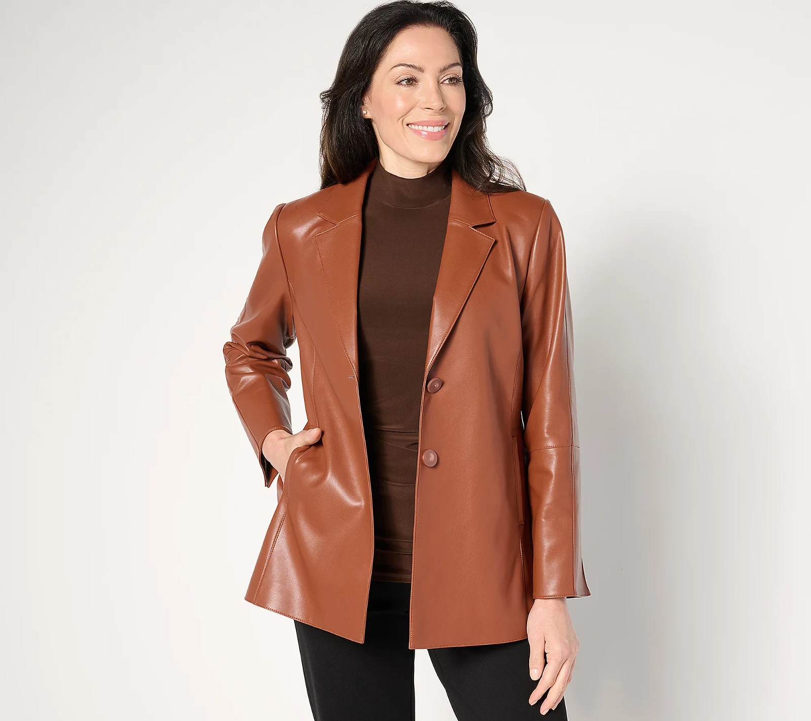 Dennis Basso Regular Luxe Faux Leather Jacket NWT A659814