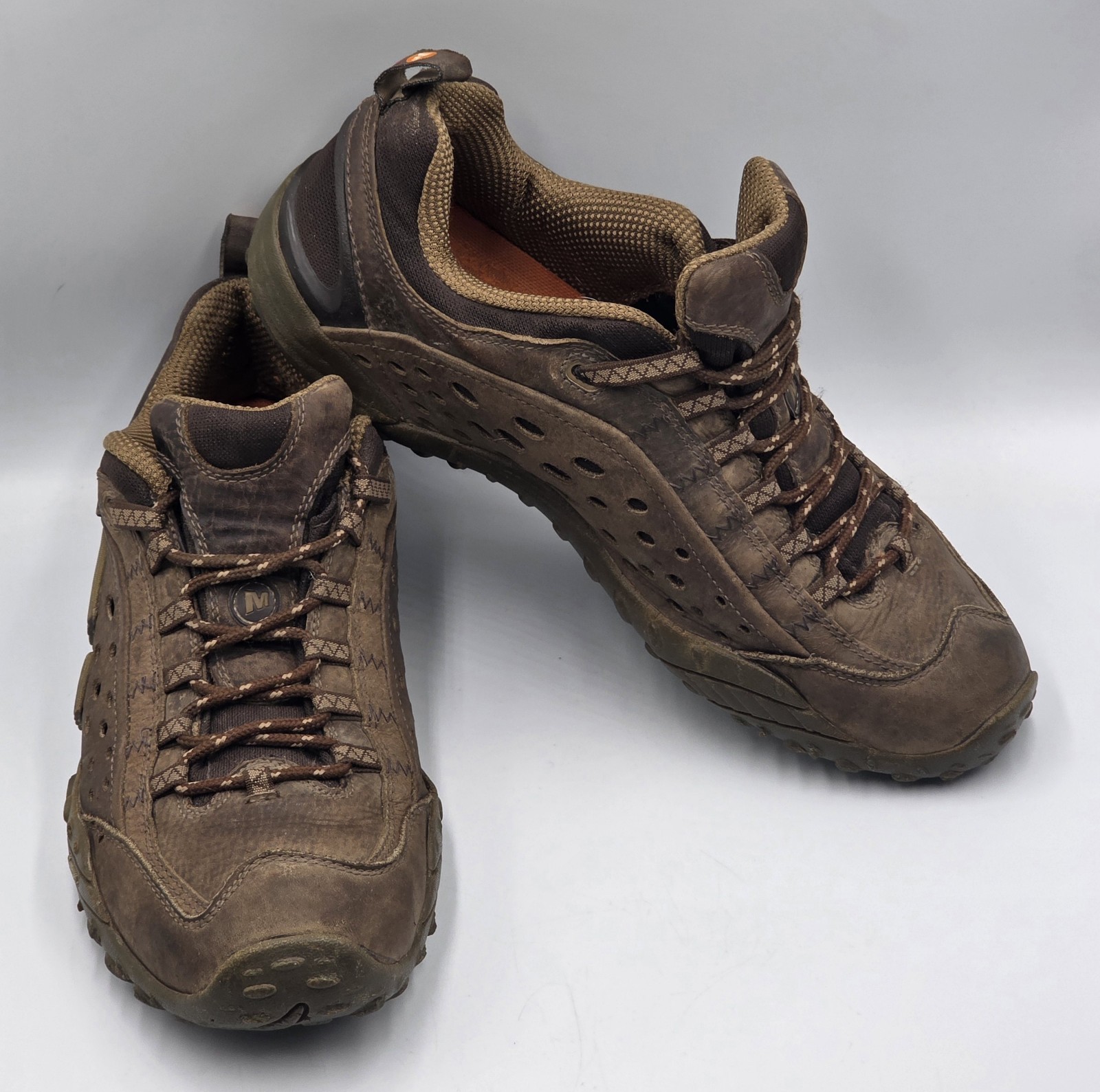 Merrell Intercept J75117 Men’s 10 Dark Brown Leather Hiking Trail Shoes