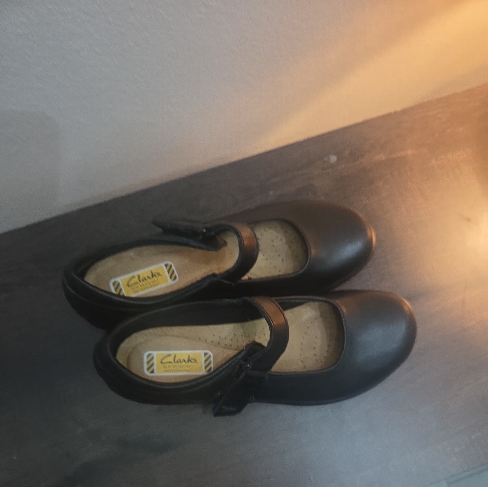 Clarks Womens 6.5 Talene Ave Black Leather Non Slip Mary Jane Shoes