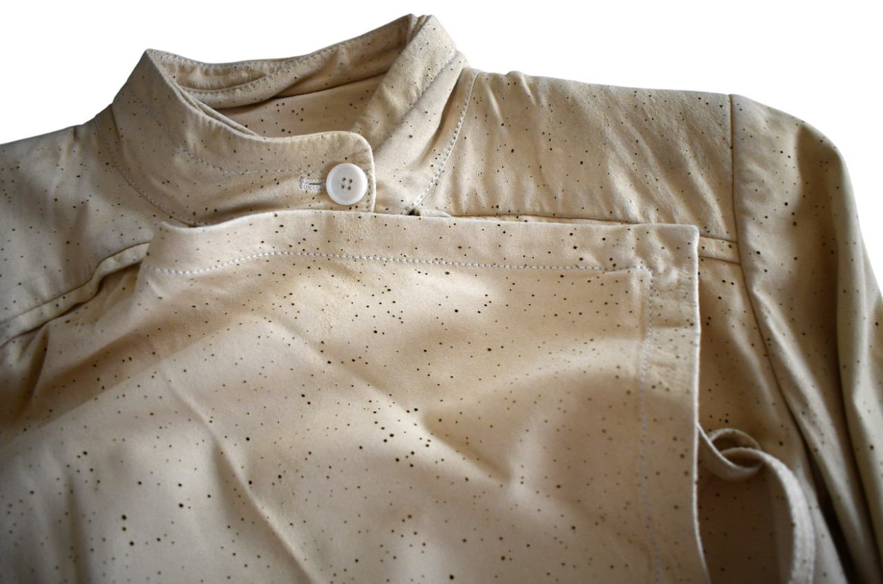 ANN DEMEULEMEESTER Cream PERFORATED LEATHER Women’s Jacket 36 FRANCE