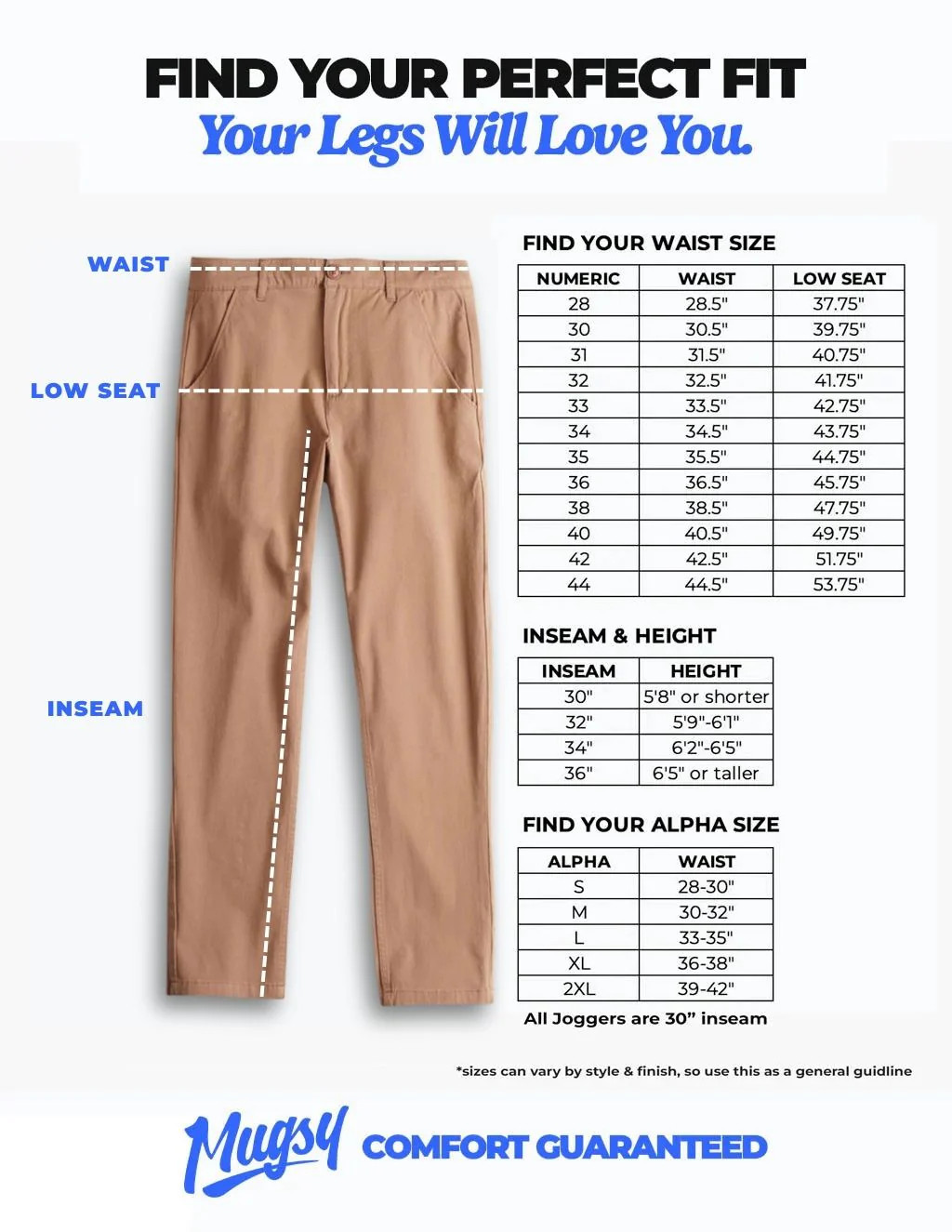 Mugsy Marinas Chinos Pants Waist 36 Length 30 Casual Slim Fit Trousers