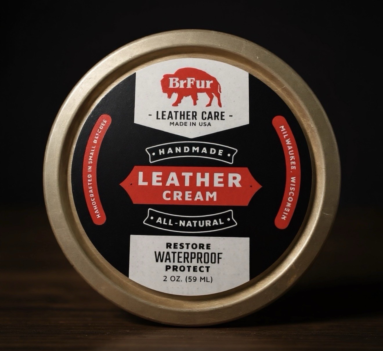 Brfur Leather Cream Conditioner | Made in USA | Protects & Restores Leather 2oz