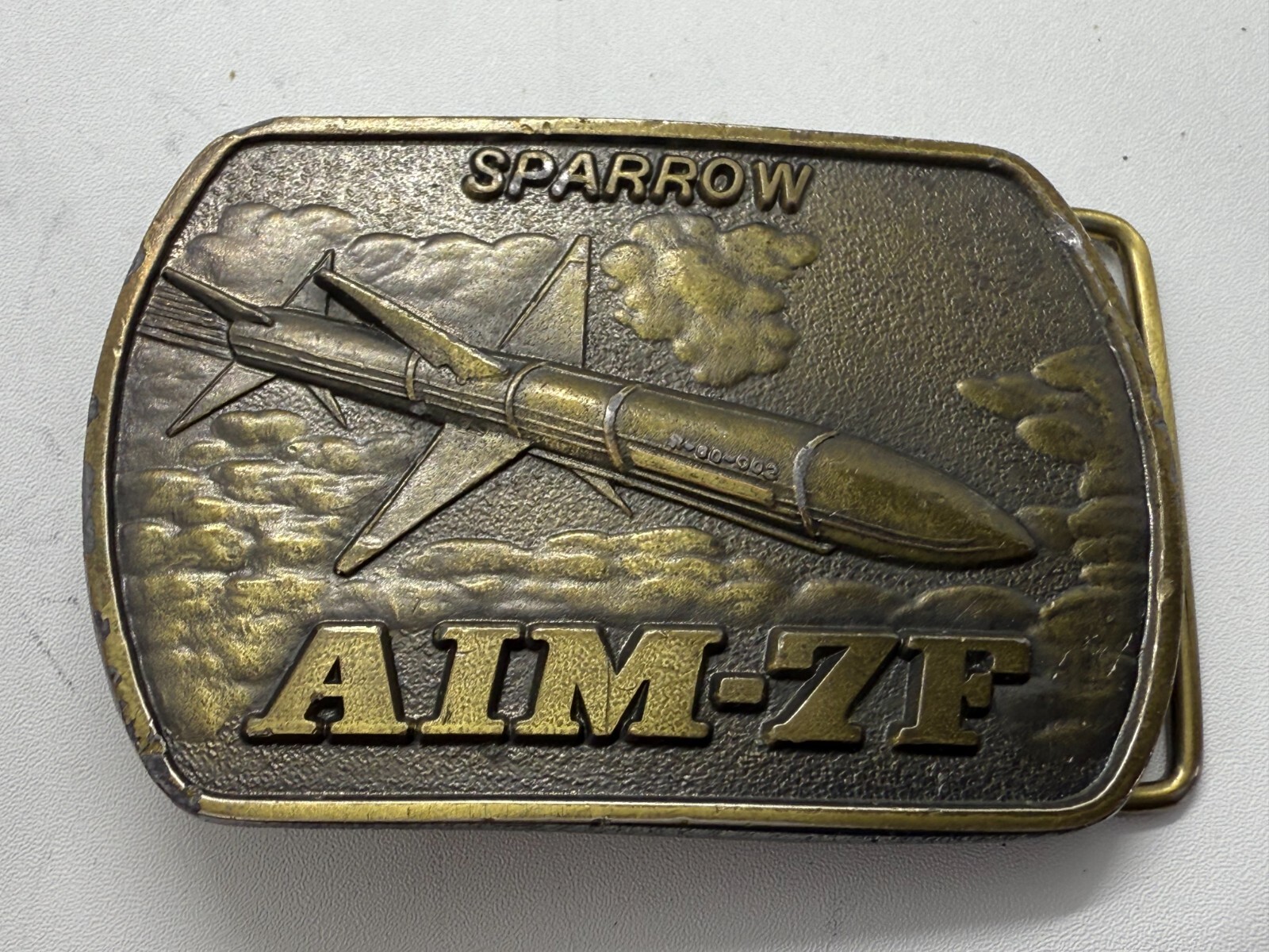 Sparrow AIM-7F Reliable Missiles Warhead Rocket Military Lewis Belt Buckle
