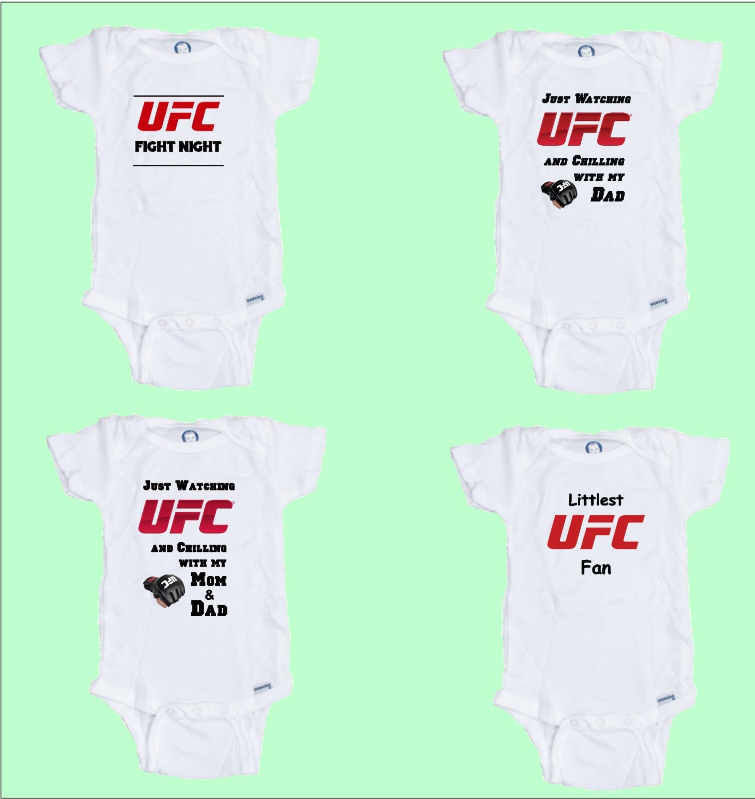 UFC Baby Onesie 4 Pack 4 onesies All one Price!! Makes a Fantastic Gift