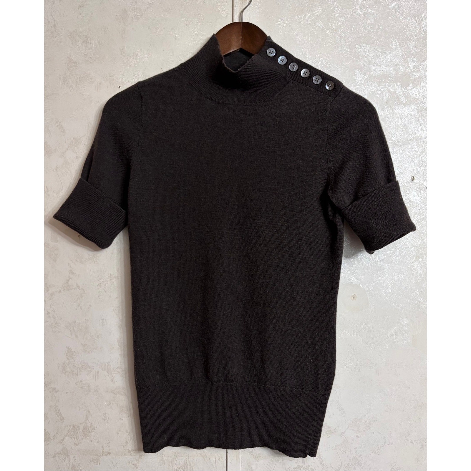Banana Republic Merino Wool Espresso Preppy Minimalist Quiet Luxury Sweater S