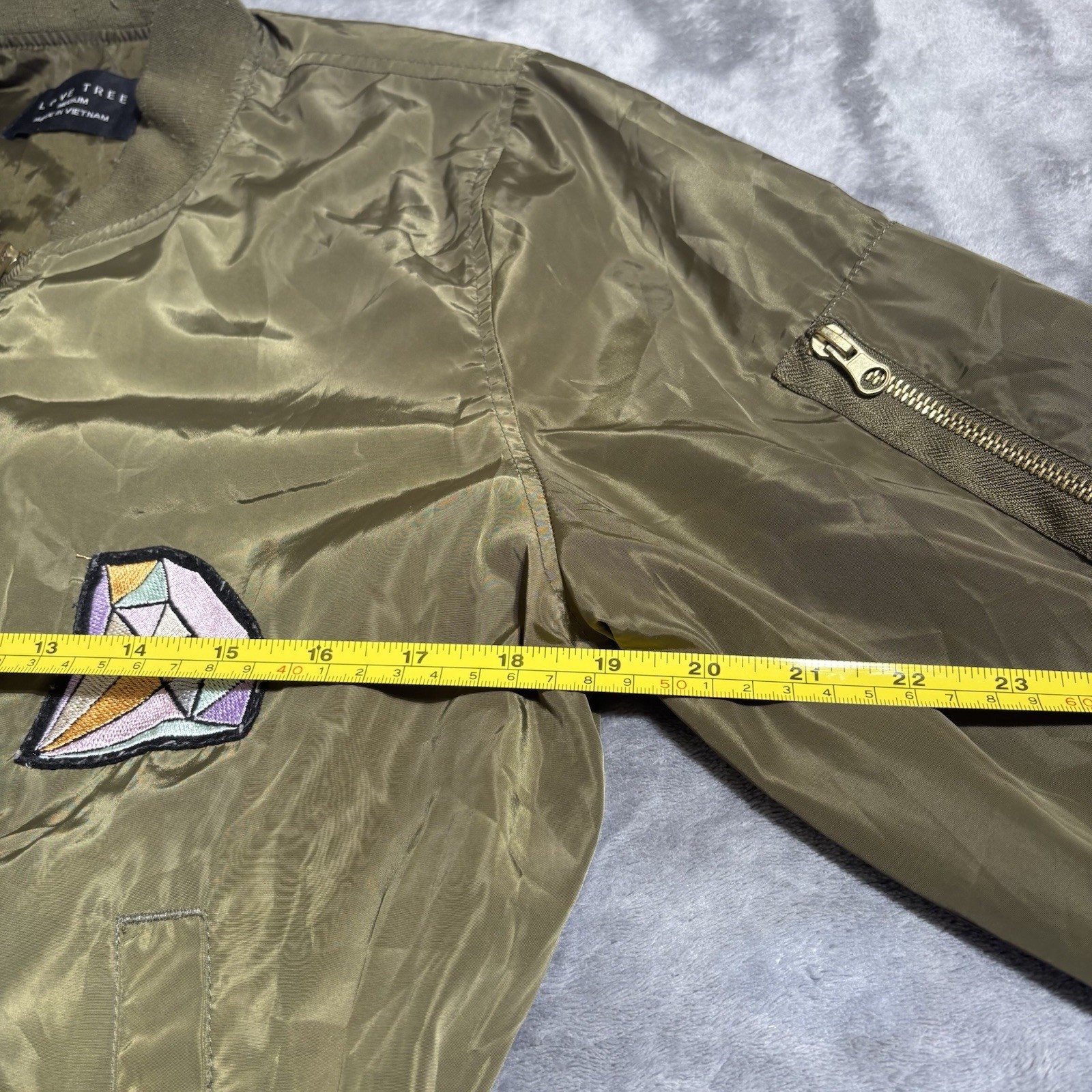 Love Tree Women Jacket Full Zip Button Snap Army Cotton Pockets Green Medium