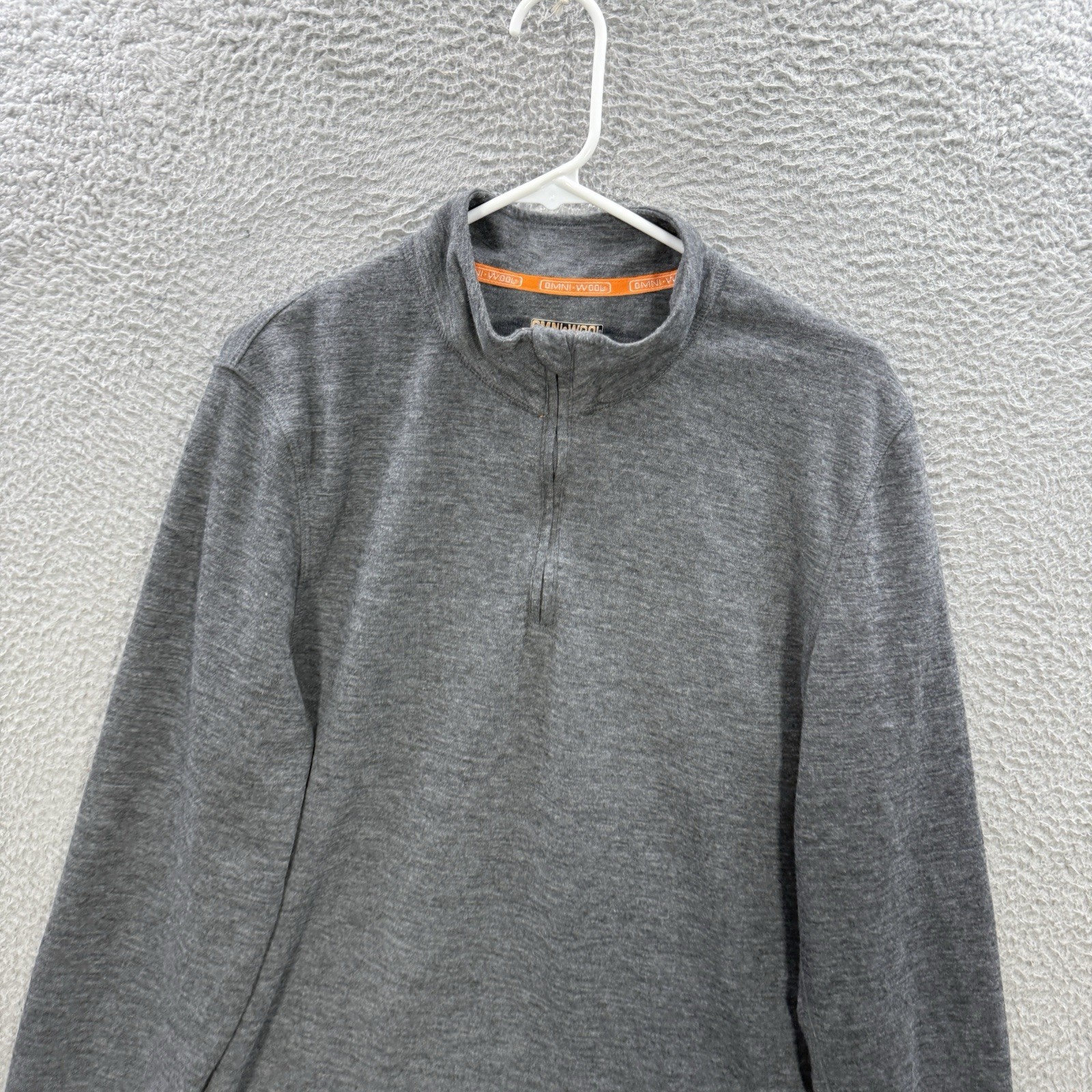 Omni Wool Sweater Adult XL Gray Pullover 1/4 Zip Wool Blend Base Layer Stretch