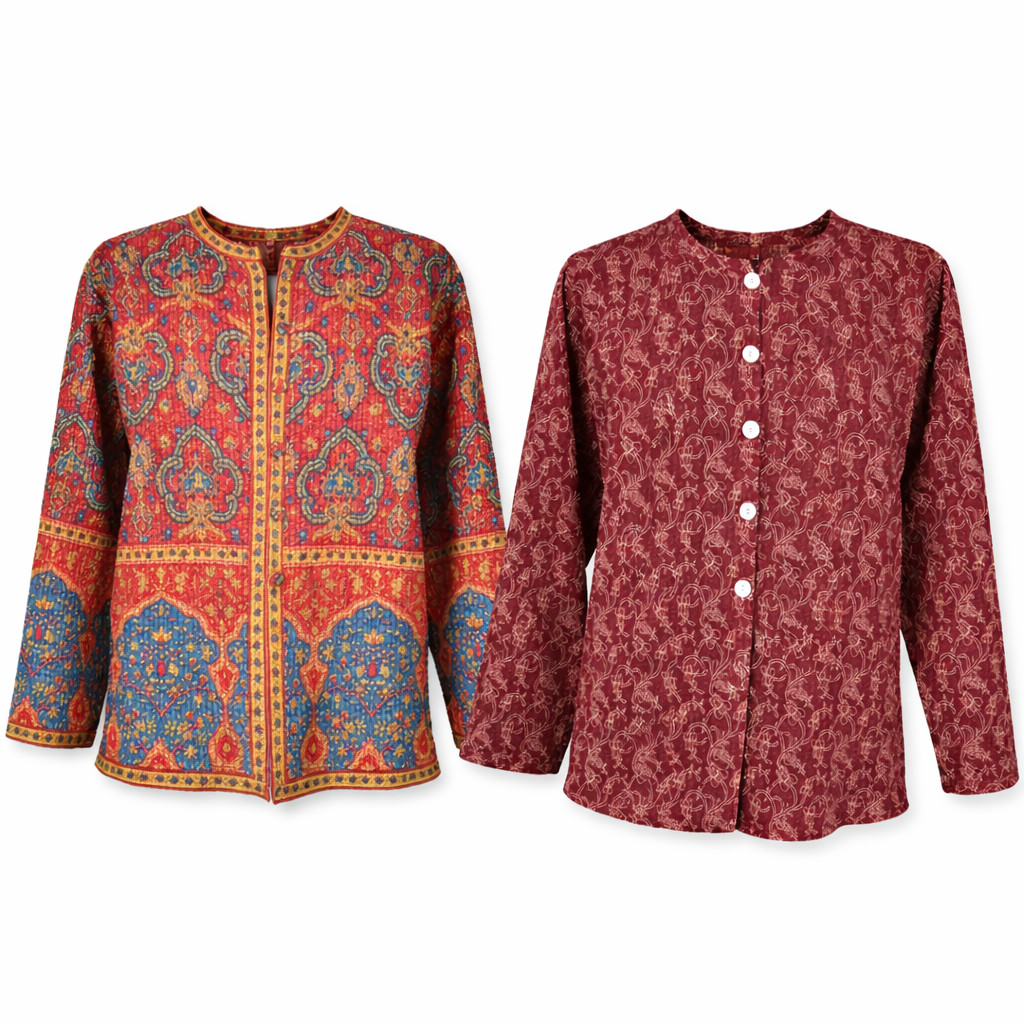 Vtg Orvis Reversible Quilted Jacket Womens M Paisley Boho Hippie Artsy Cardigan