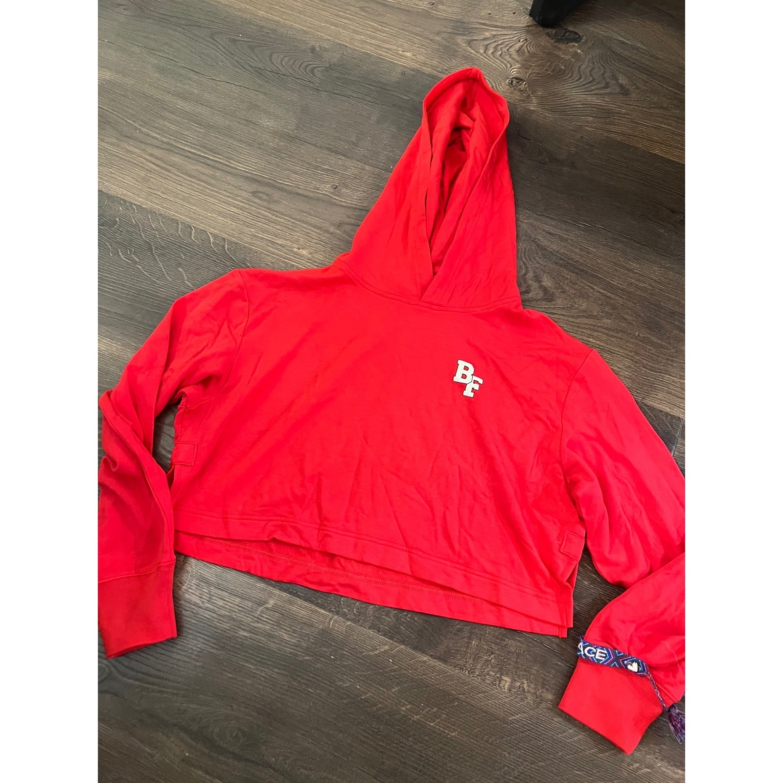 Big Feelings Red Cropped Hoodie Sweatshirt XXS Cute Graphic Top