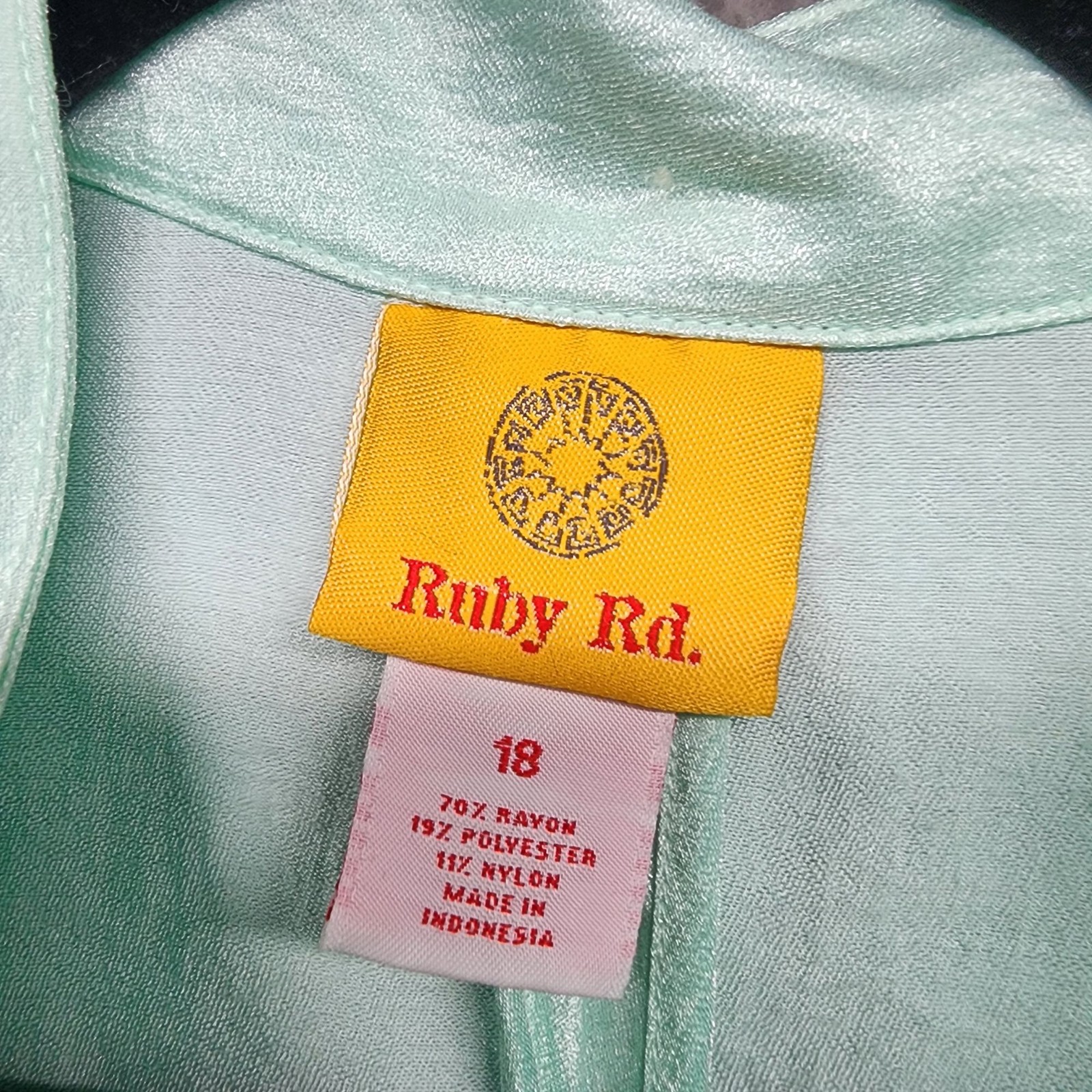 Ruby Rd. Jacket Womens 18 Mint Green Lightweight Rayon/Polyester/Nylon Blend