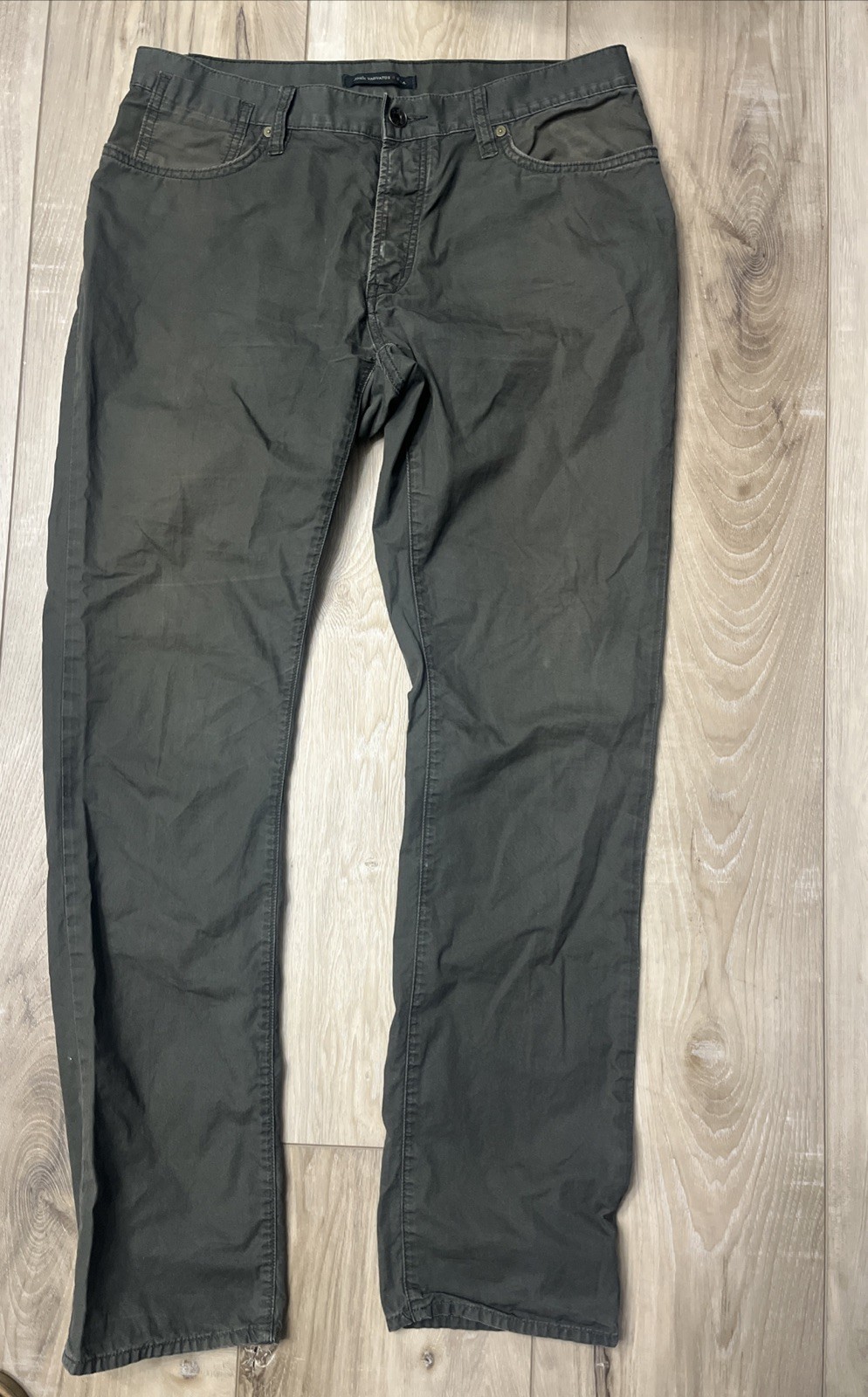 John Varvatos USA Button Fly Lightweight 5-Pocket Pants Olive Green Size 34