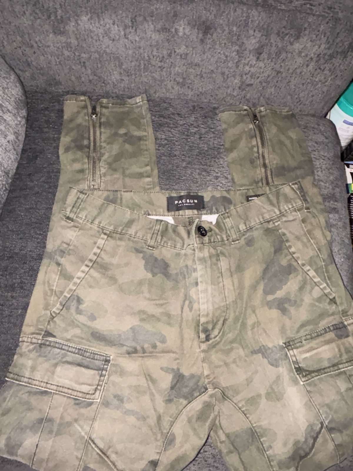 pacsun los angeles skinny cargo pants camo military zip ankle 30×30