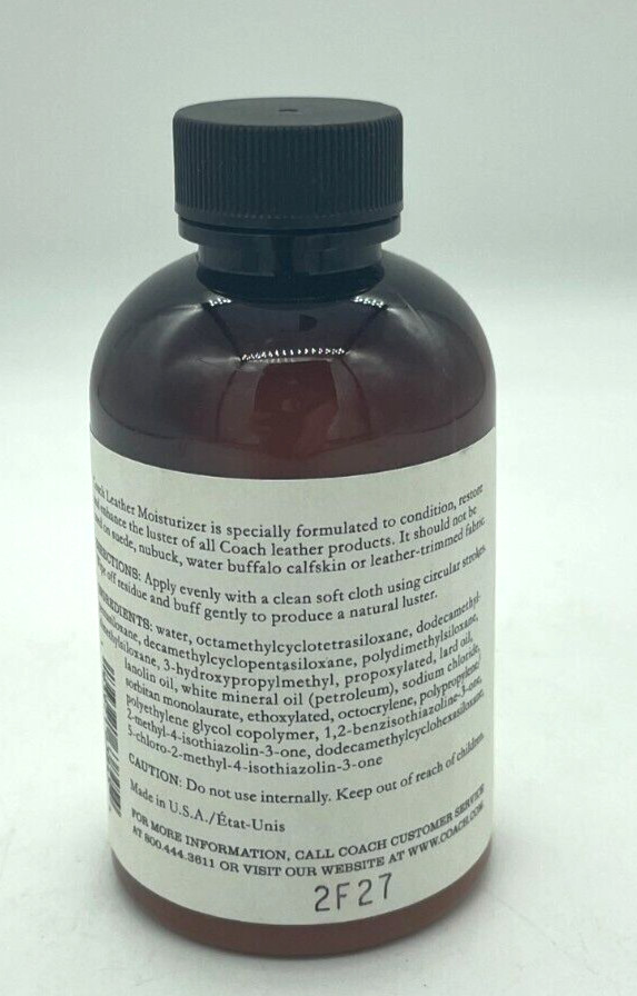 Coach Leather Moisturizer 4 fl oz 188 ml Conditions Restores Enhances Leather