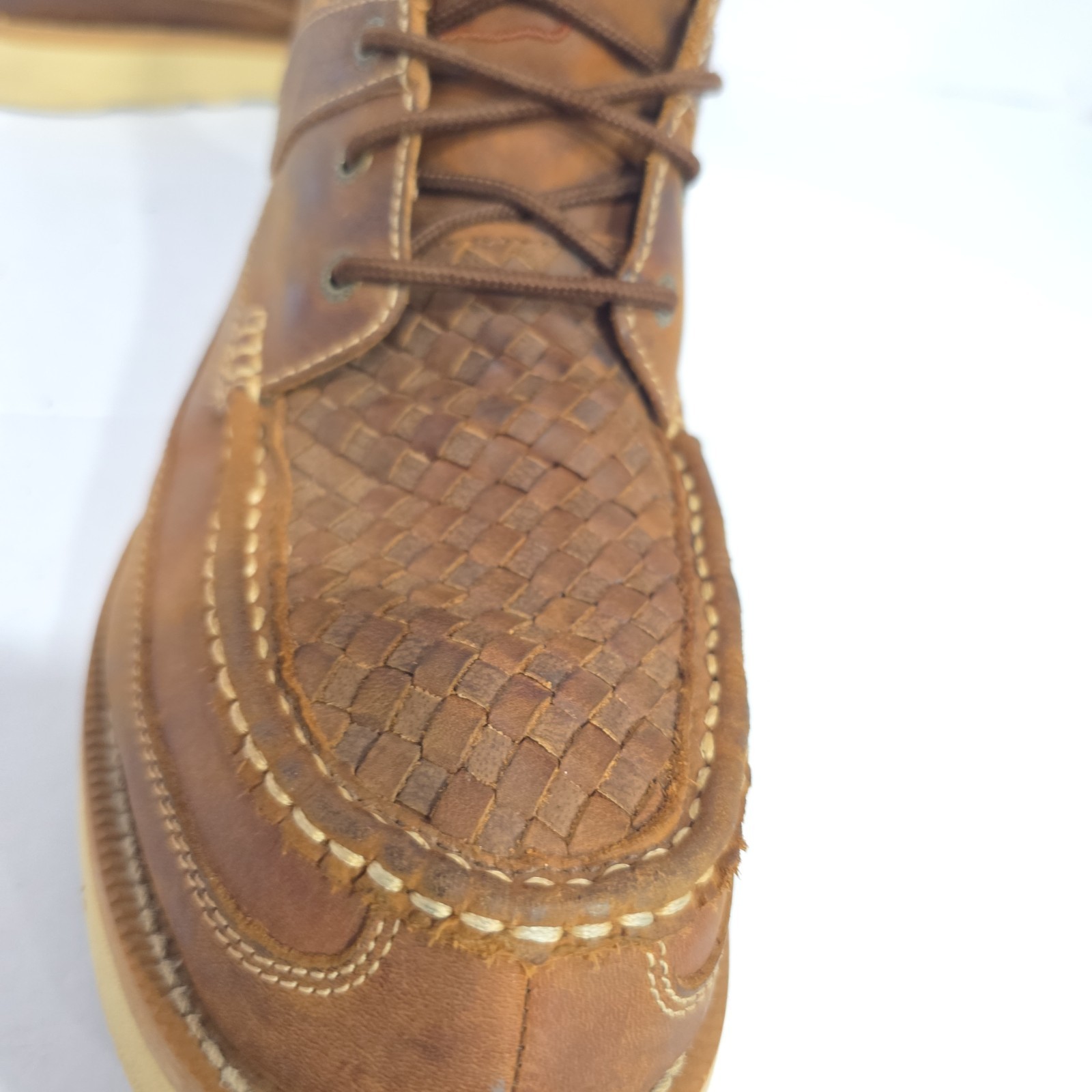 Twisted X Men’s 10 M Basket Weave Moc Toe Wedge Western Chukka Boots MCA0032