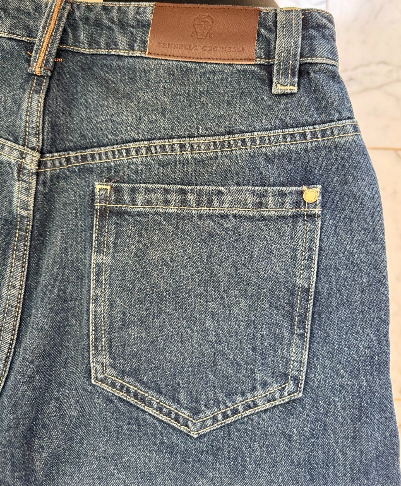 New! BRUNELLO CUCINELLI 100% COTTON WIDE BLUE JEANS PANTS SZ:USA 6