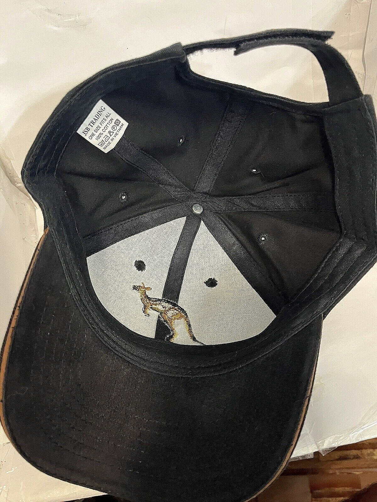 Kangaroo Cap Snapback Hat Black Embroidered Adjustable