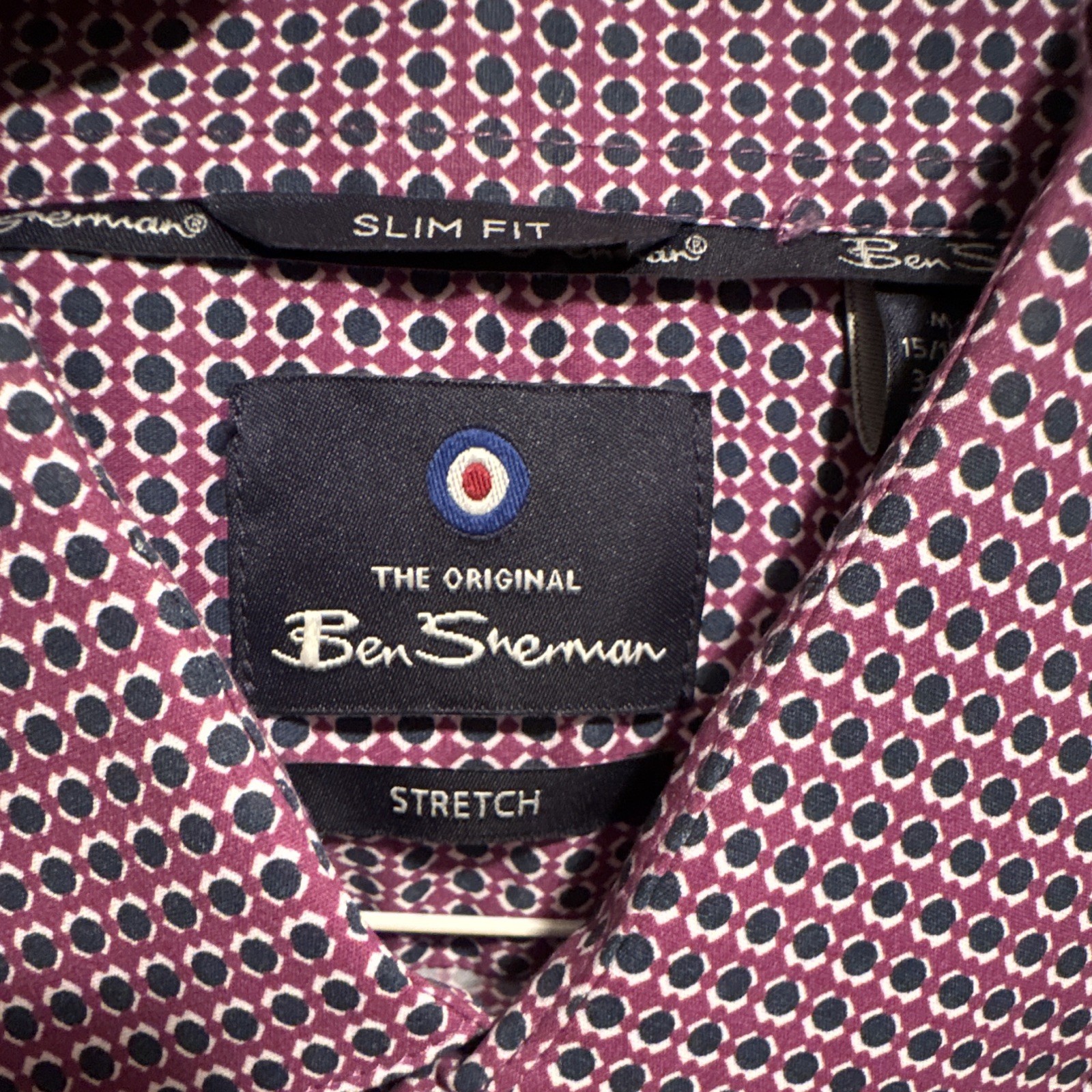 Ben Sherman Men’s Slim Fit Stretch Geometric Dress Shirt Purple 15.5 32/33