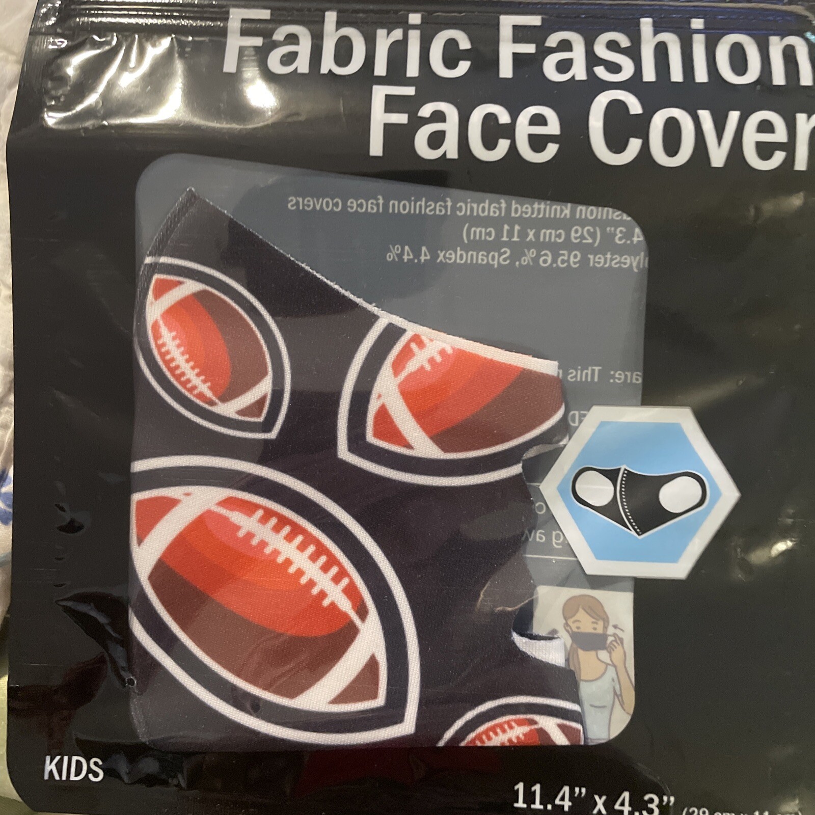 Kids Reusable Fabric Fashion Face Cover, 11.4 in x 4.3 in – Football Never Open