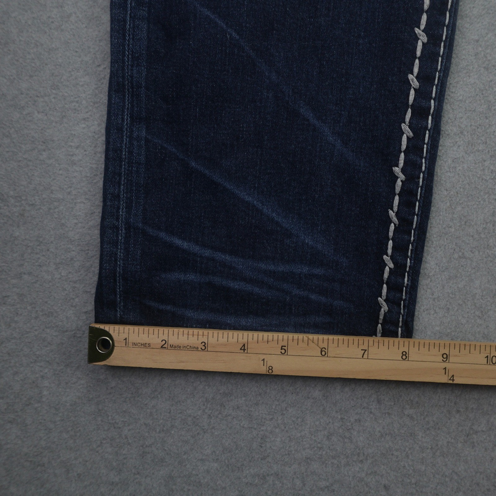 Rock Revival Jeans Mens 36 Blue Distressed Stitch Jaser Straight Denim